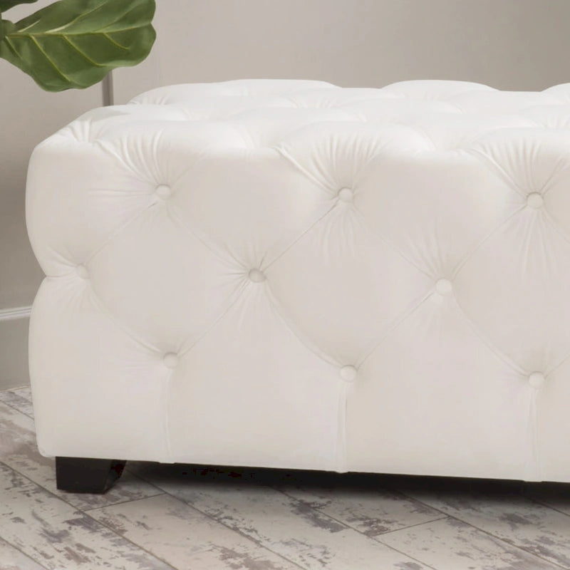 Banc Pouf en Velours Capitonnage Touffeté – Banc d'Entrée Rembourré avec Boutons pour Chambre à Coucher