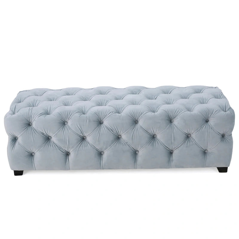 Banc Pouf en Velours Capitonnage Touffeté – Banc d'Entrée Rembourré avec Boutons pour Chambre à Coucher