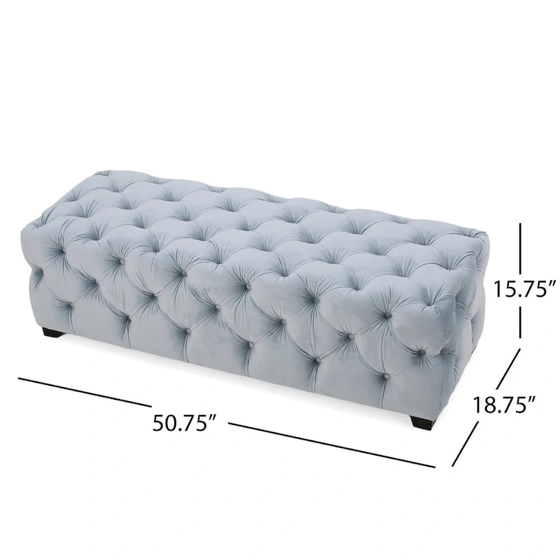 Banc Pouf en Velours Capitonnage Touffeté – Banc d'Entrée Rembourré avec Boutons pour Chambre à Coucher
