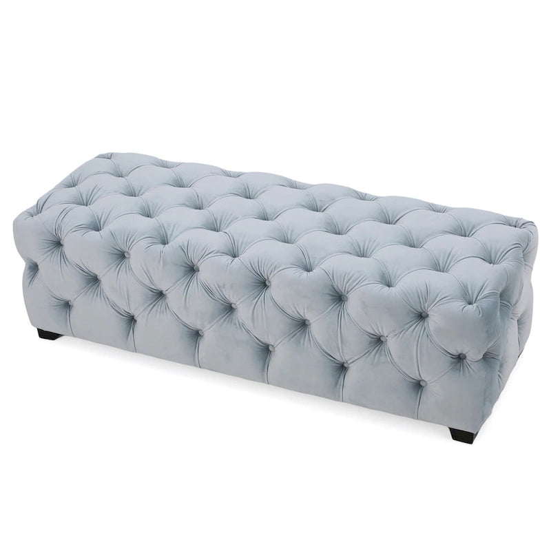 Banc Pouf en Velours Capitonnage Touffeté – Banc d'Entrée Rembourré avec Boutons pour Chambre à Coucher