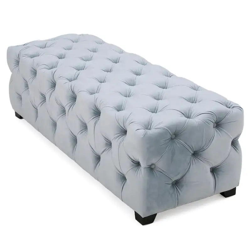 Banc Pouf en Velours Capitonnage Touffeté – Banc d'Entrée Rembourré avec Boutons pour Chambre à Coucher