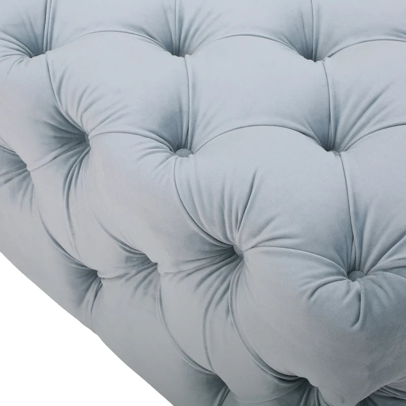 Banc Pouf en Velours Capitonnage Touffeté – Banc d'Entrée Rembourré avec Boutons pour Chambre à Coucher