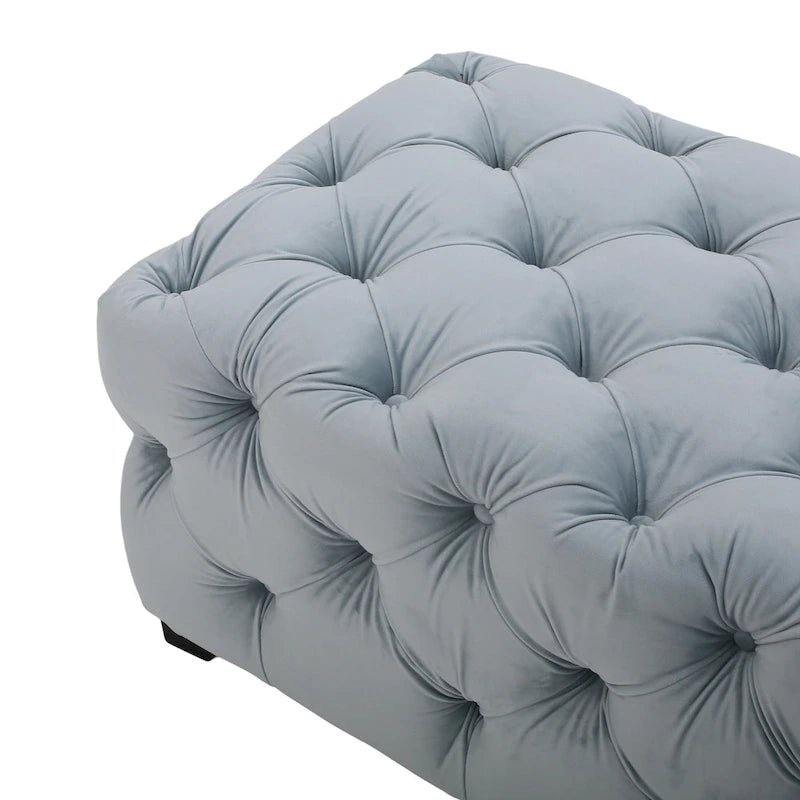 Banc Pouf en Velours Capitonnage Touffeté – Banc d'Entrée Rembourré avec Boutons pour Chambre à Coucher