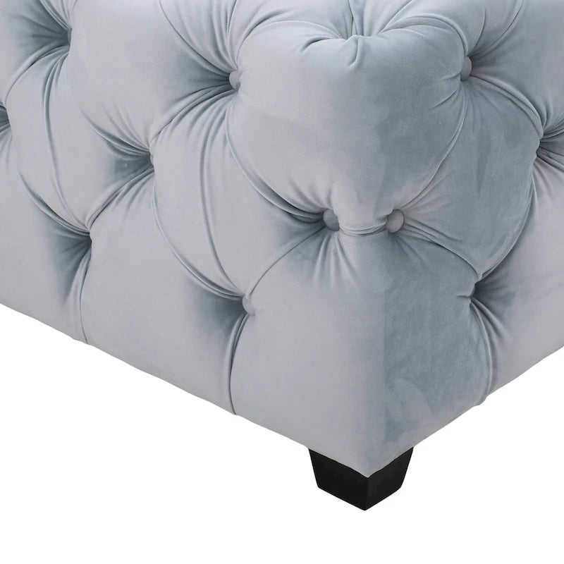 Banc Pouf en Velours Capitonnage Touffeté – Banc d'Entrée Rembourré avec Boutons pour Chambre à Coucher