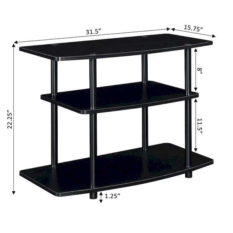Meuble TV à 3 niveaux sans outils - Console média à étagère ouverte pour téléviseurs jusqu'à 40 pouces