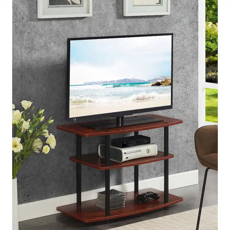 Meuble TV à 3 niveaux sans outils - Console média à étagère ouverte pour téléviseurs jusqu'à 40 pouces