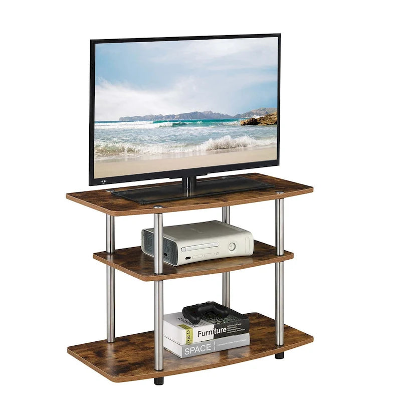 Meuble TV à 3 niveaux sans outils - Console média à étagère ouverte pour téléviseurs jusqu'à 40 pouces