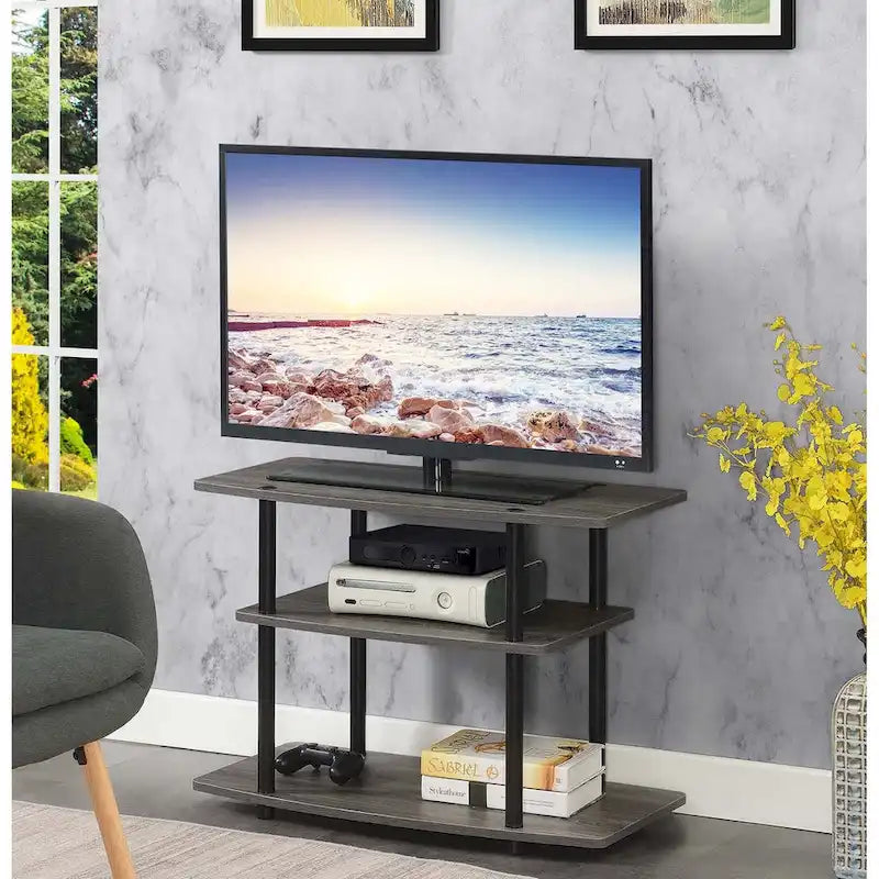 Meuble TV à 3 niveaux sans outils - Console média à étagère ouverte pour téléviseurs jusqu'à 40 pouces