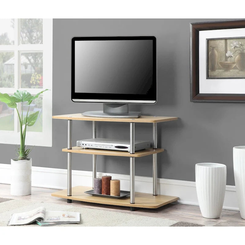 Meuble TV à 3 niveaux sans outils - Console média à étagère ouverte pour téléviseurs jusqu'à 40 pouces