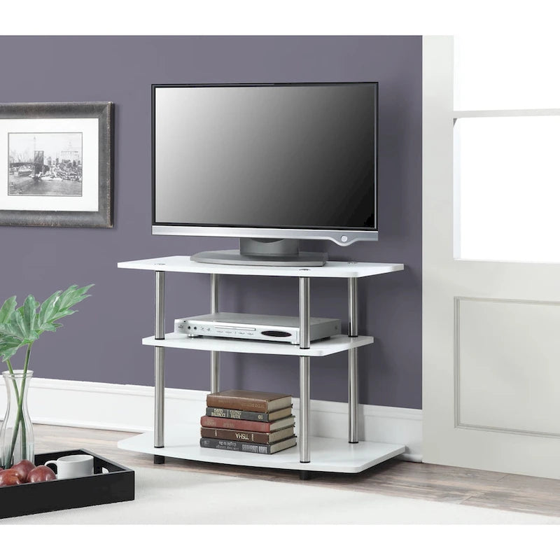 Meuble TV à 3 niveaux sans outils - Console média à étagère ouverte pour téléviseurs jusqu'à 40 pouces