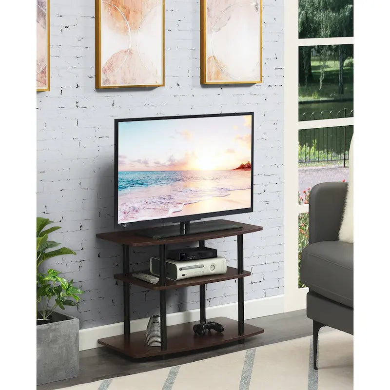 Meuble TV à 3 niveaux sans outils - Console média à étagère ouverte pour téléviseurs jusqu'à 40 pouces