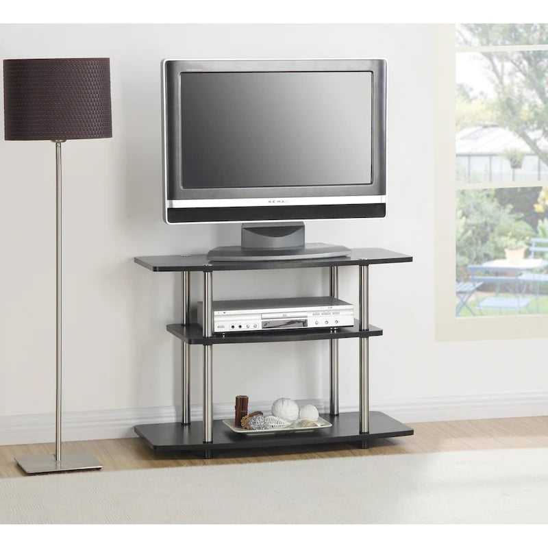 Meuble TV à 3 niveaux sans outils - Console média à étagère ouverte pour téléviseurs jusqu'à 40 pouces