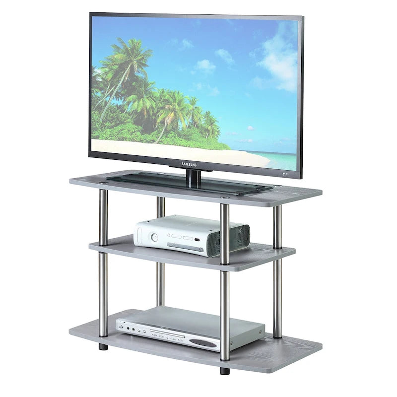 Meuble TV à 3 niveaux sans outils - Console média à étagère ouverte pour téléviseurs jusqu'à 40 pouces