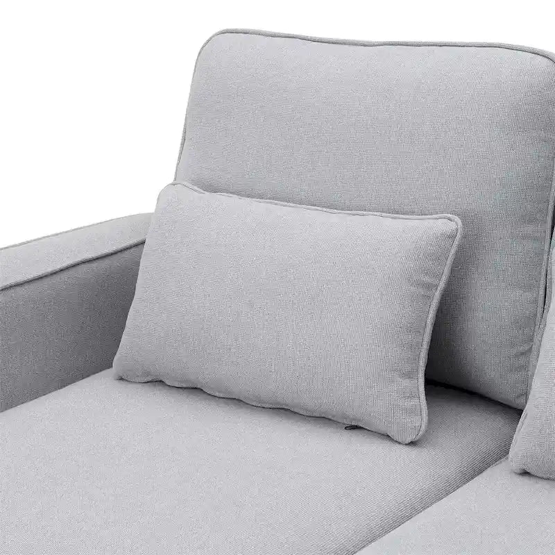 Canapé moderne 4 places en tissu de lin de 104 pouces avec poches accoudoirs et 4 oreillers - Style minimaliste
