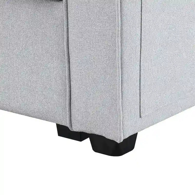 Canapé moderne 4 places en tissu de lin de 104 pouces avec poches accoudoirs et 4 oreillers - Style minimaliste