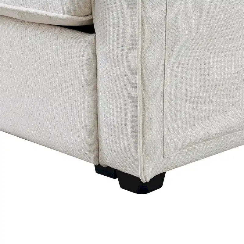 Canapé moderne 4 places en tissu de lin de 104 pouces avec poches accoudoirs et 4 oreillers - Style minimaliste