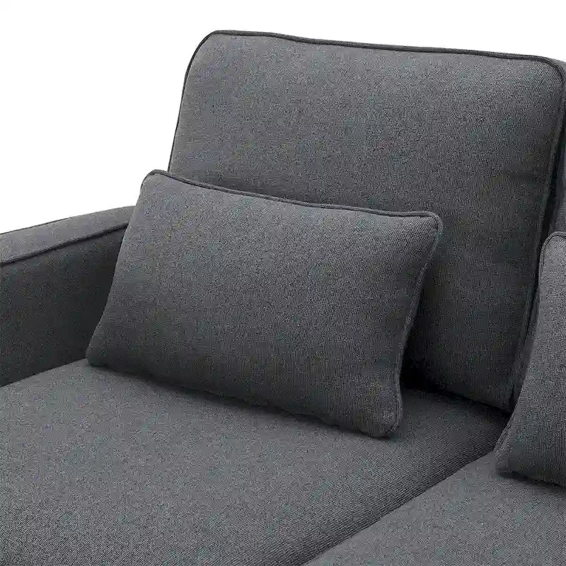 Canapé moderne 4 places en tissu de lin de 104 pouces avec poches accoudoirs et 4 oreillers - Style minimaliste