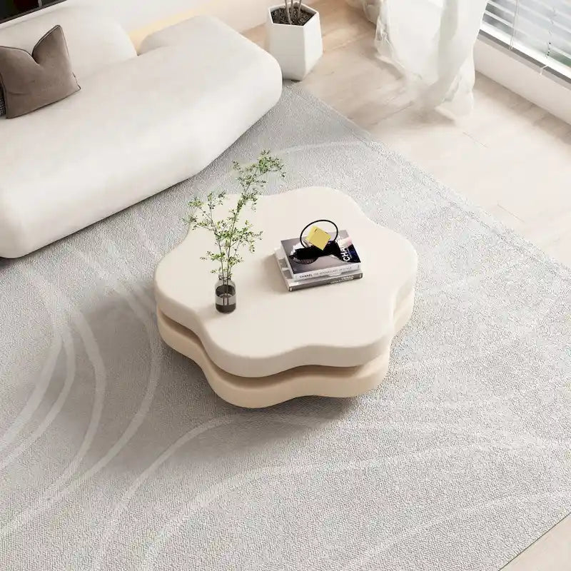 Table basse rotative moderne en forme de nuage Creative Cloud - Table d'appoint unique avec plateau pivotant pour salon