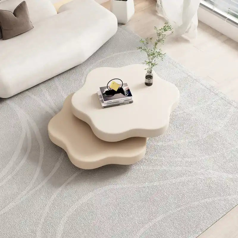 Table basse rotative moderne en forme de nuage Creative Cloud - Table d'appoint unique avec plateau pivotant pour salon