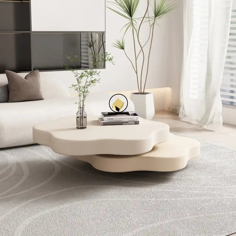 Table basse rotative moderne en forme de nuage Creative Cloud - Table d'appoint unique avec plateau pivotant pour salon