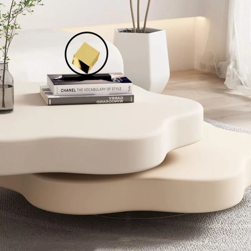Table basse rotative moderne en forme de nuage Creative Cloud - Table d'appoint unique avec plateau pivotant pour salon