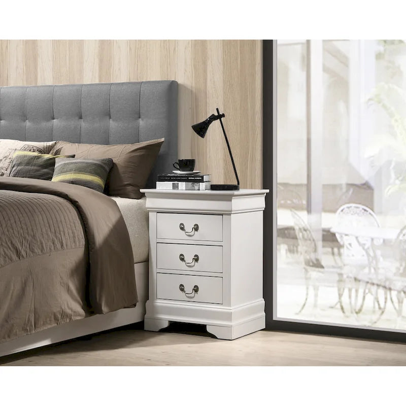 Wood 3 Drawer Nightstand