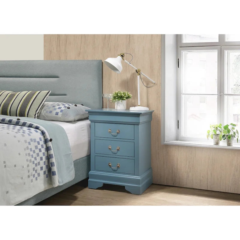Table de chevet 3 tiroirs en bois avec rangement – Table de nuit pour chambre à coucher, finition chêne naturel