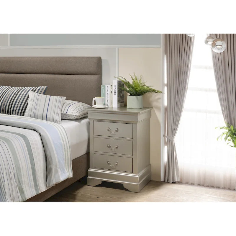Table de chevet 3 tiroirs en bois avec rangement – Table de nuit pour chambre à coucher, finition chêne naturel