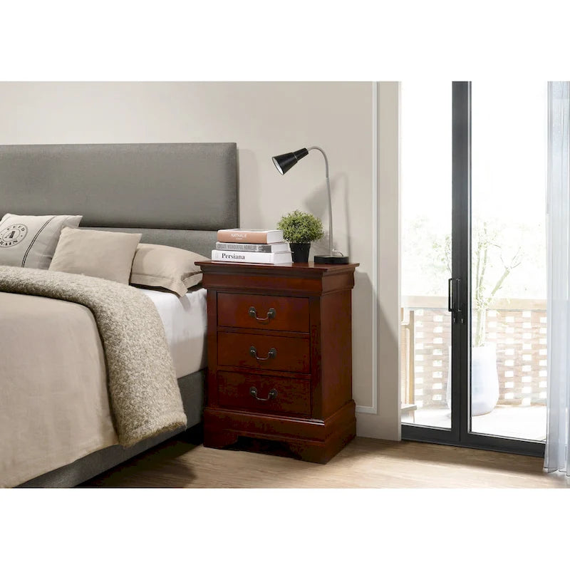 Table de chevet 3 tiroirs en bois avec rangement – Table de nuit pour chambre à coucher, finition chêne naturel