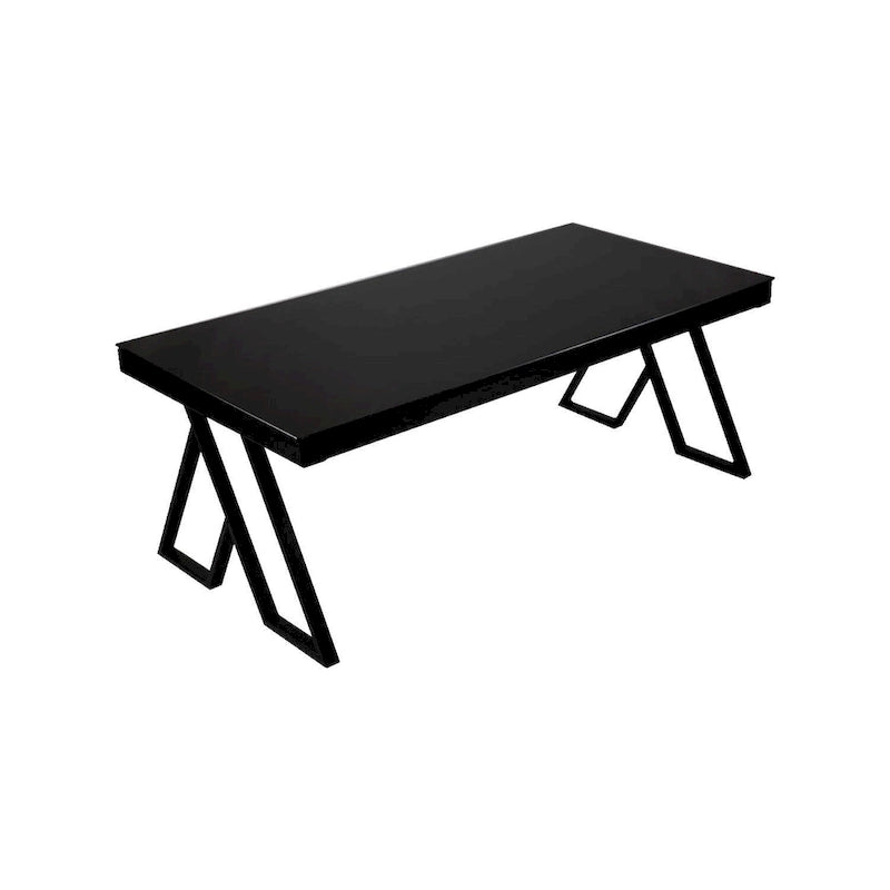 Table basse en verre trempé et métal forgé de 46 po pour salon