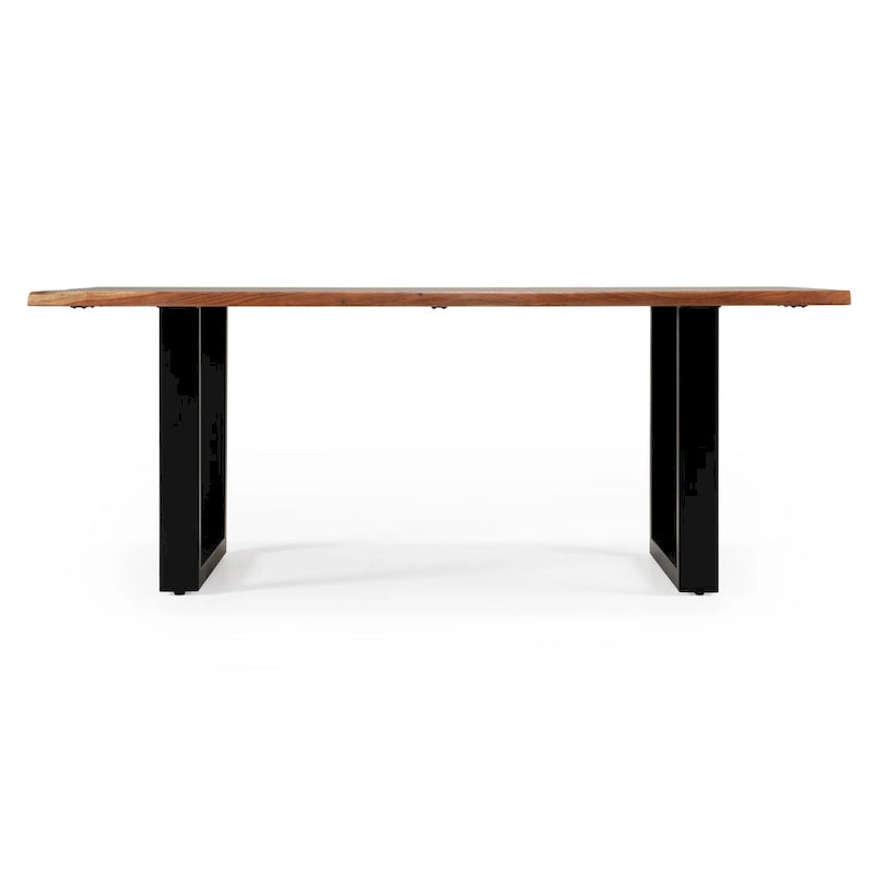 Table à manger moderne en bois massif à bords bruts - Table à manger en bois massif de style industriel