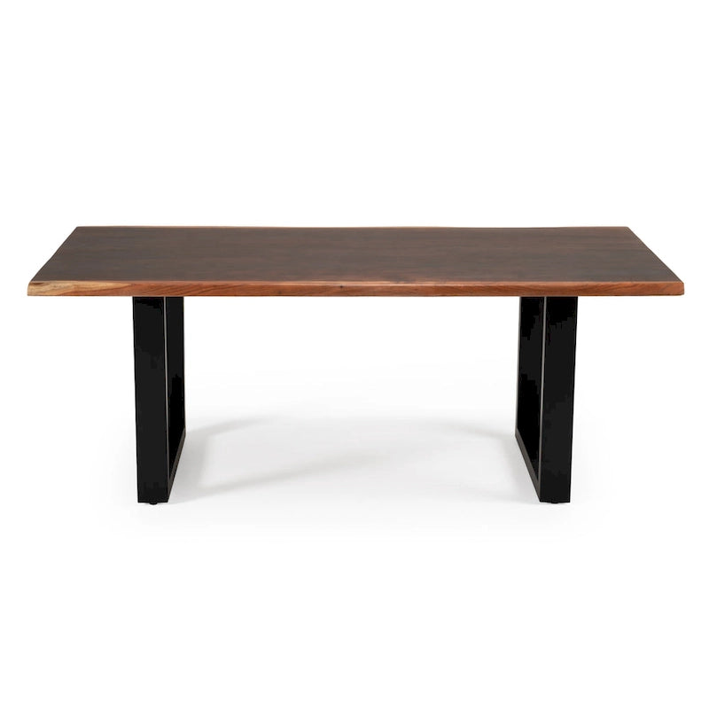Table à manger moderne en bois massif à bords bruts - Table à manger en bois massif de style industriel