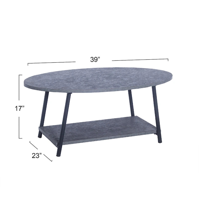 Table basse ronde avec étagère de rangement inférieure - Table de salon moderne