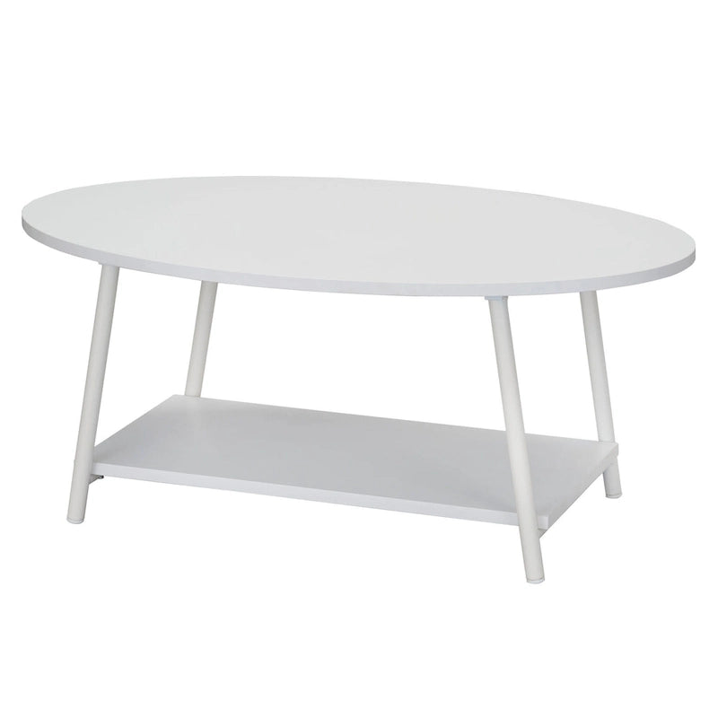 Table basse ronde avec étagère de rangement inférieure - Table de salon moderne