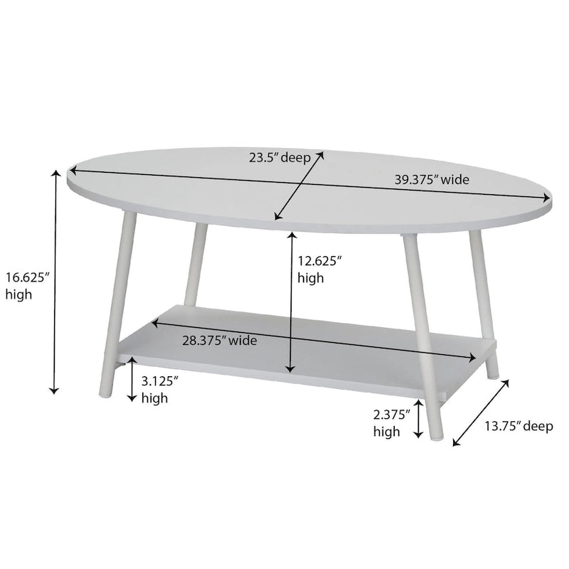 Table basse ronde avec étagère de rangement inférieure - Table de salon moderne