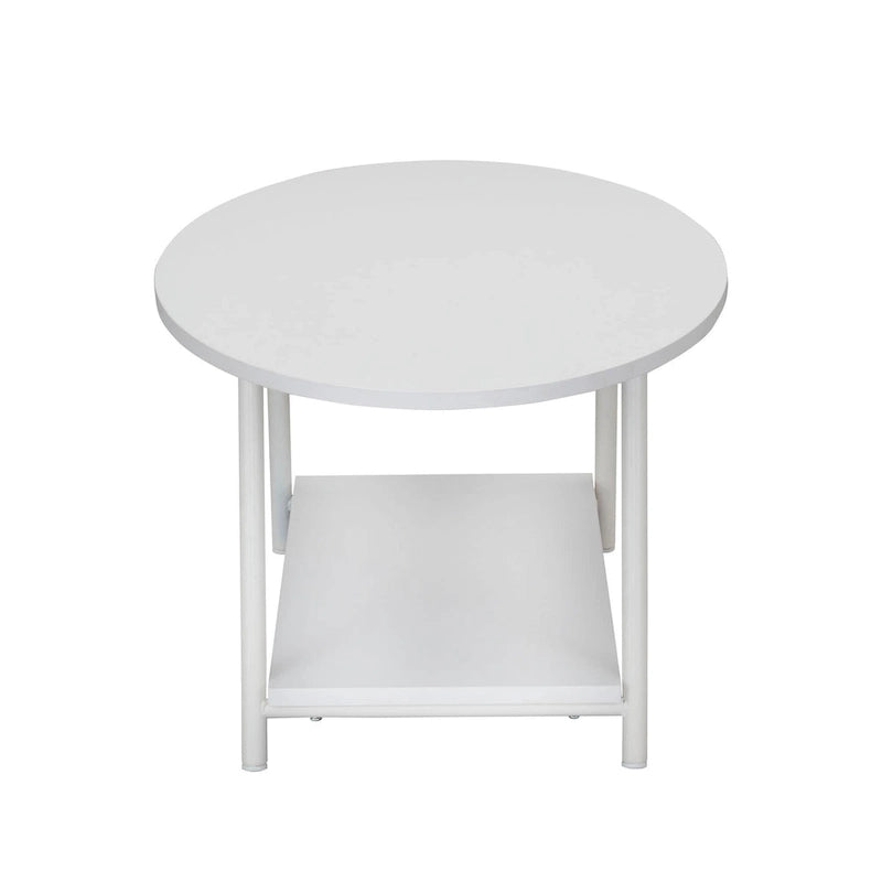 Table basse ronde avec étagère de rangement inférieure - Table de salon moderne