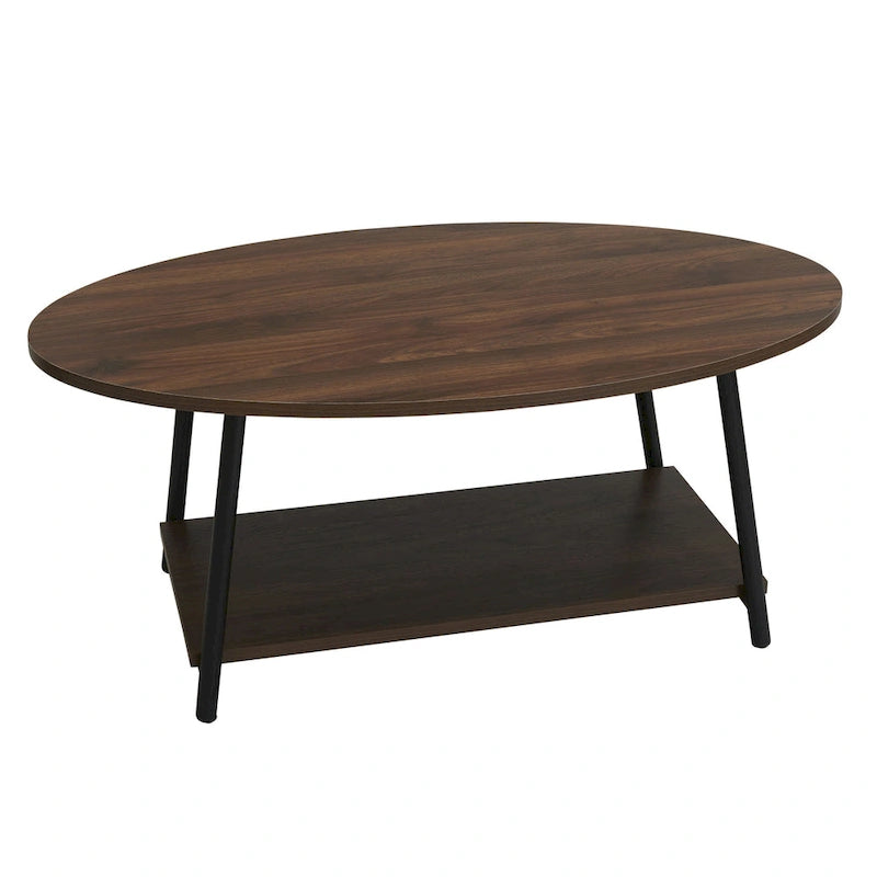 Table basse ronde avec étagère de rangement inférieure - Table de salon moderne