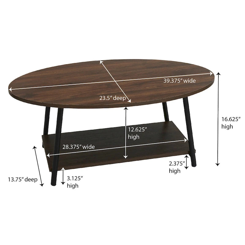 Table basse ronde avec étagère de rangement inférieure - Table de salon moderne
