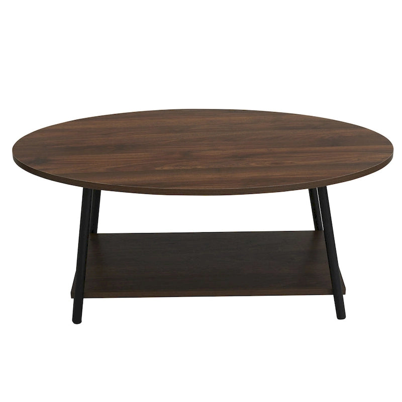 Table basse ronde avec étagère de rangement inférieure - Table de salon moderne