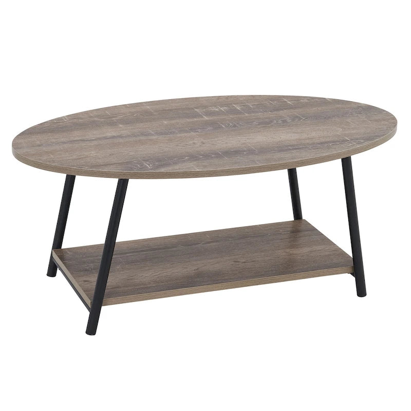 Table basse ronde avec étagère de rangement inférieure - Table de salon moderne