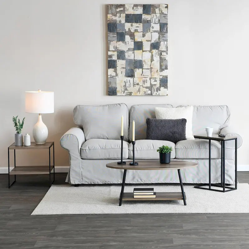 Table basse ronde avec étagère de rangement inférieure - Table de salon moderne