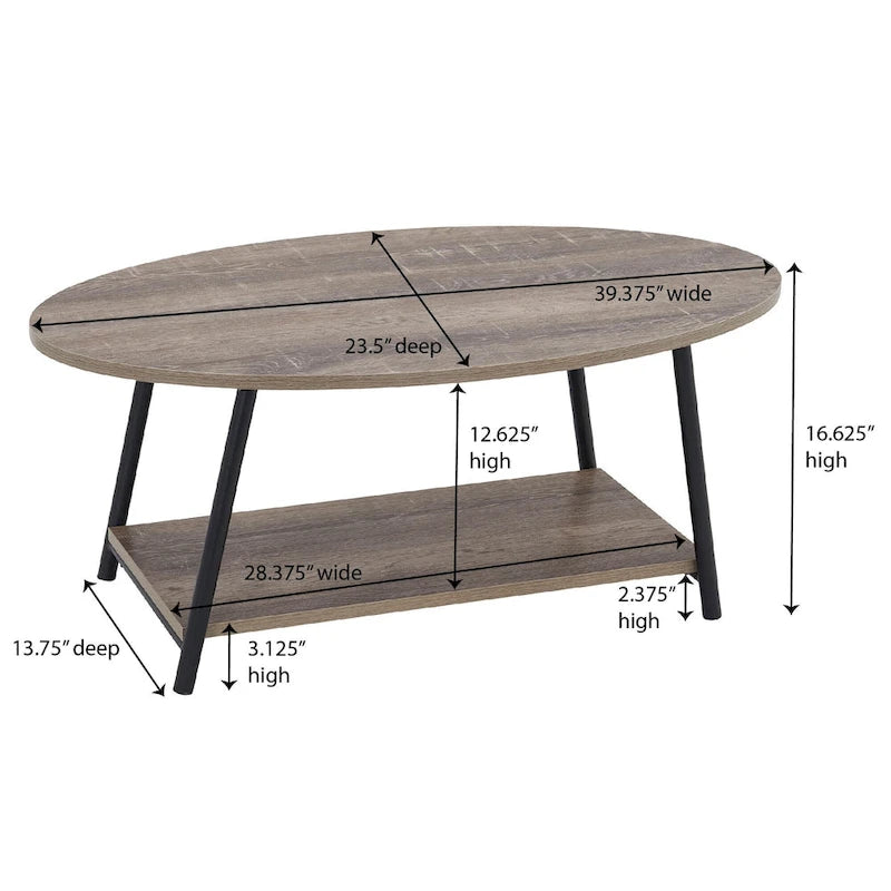 Table basse ronde avec étagère de rangement inférieure - Table de salon moderne