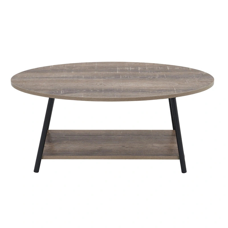 Table basse ronde avec étagère de rangement inférieure - Table de salon moderne