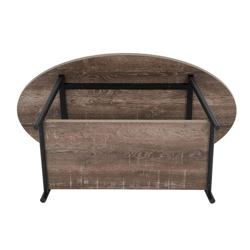 Table basse ronde avec étagère de rangement inférieure - Table de salon moderne