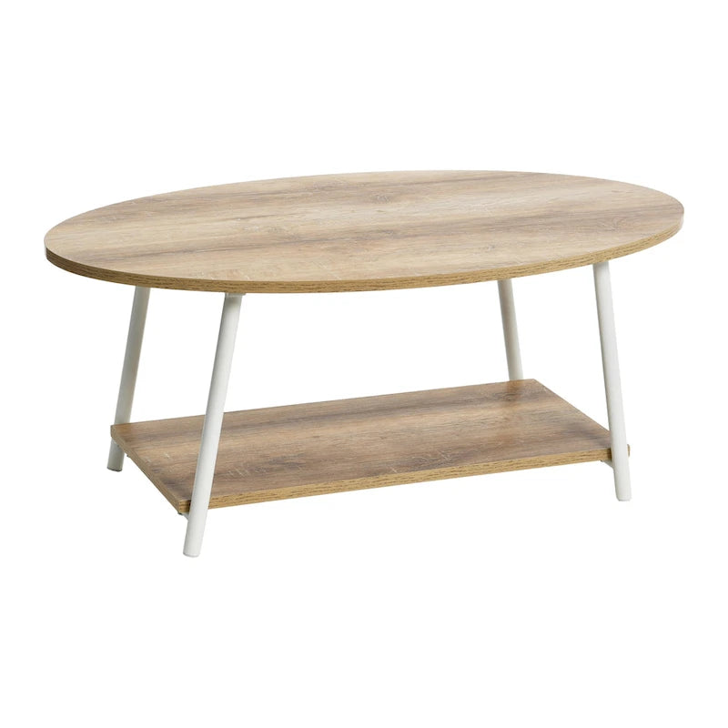 Table basse ronde avec étagère de rangement inférieure - Table de salon moderne
