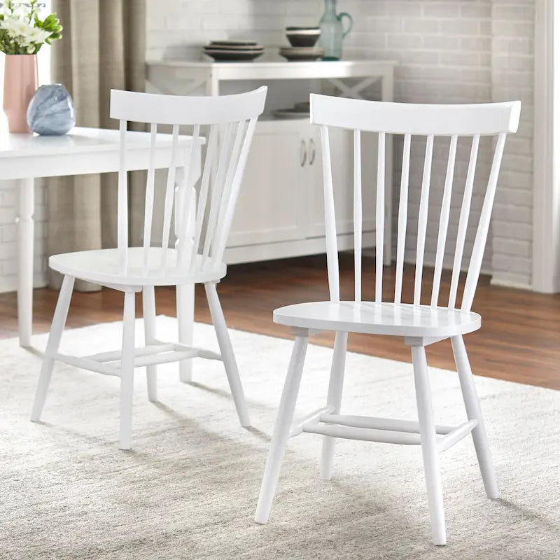 Chaises de salle à manger en bois massif à fuseaux (lot de 2) - Chaise de cuisine de style ferme