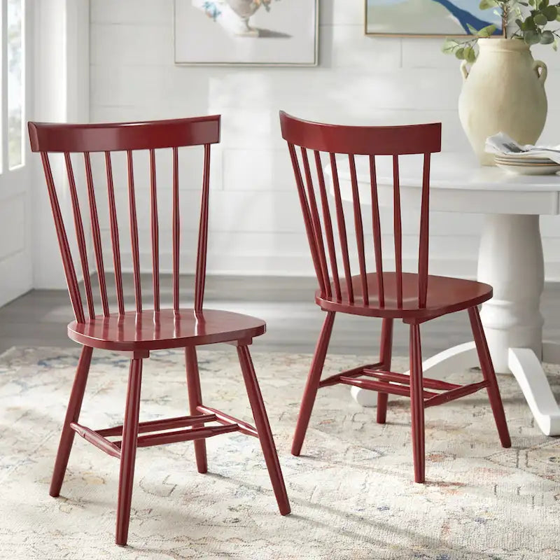 Chaises de salle à manger en bois massif à fuseaux (lot de 2) - Chaise de cuisine de style ferme