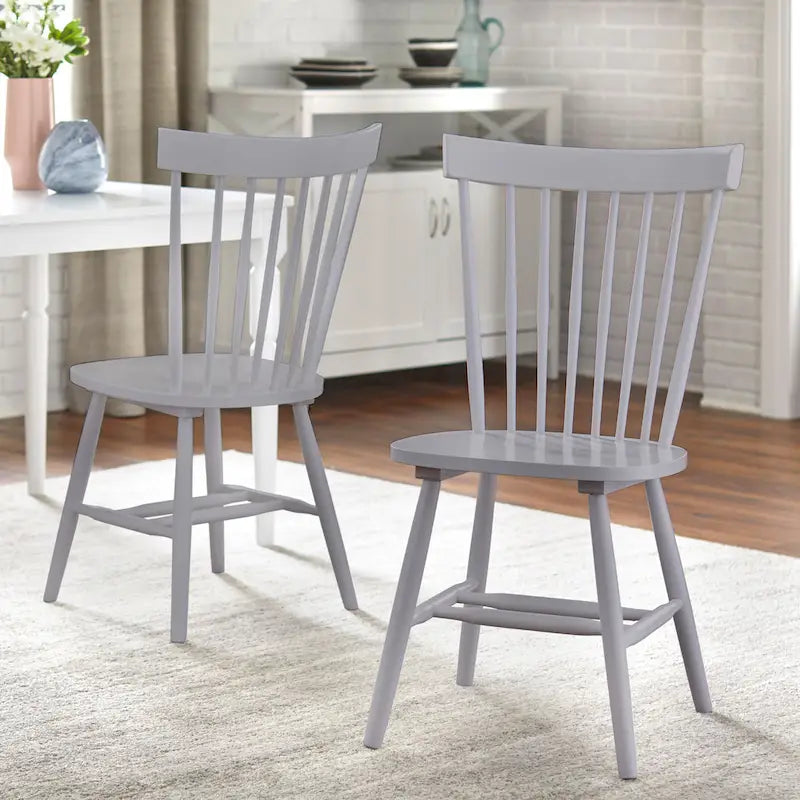 Chaises de salle à manger en bois massif à fuseaux (lot de 2) - Chaise de cuisine de style ferme