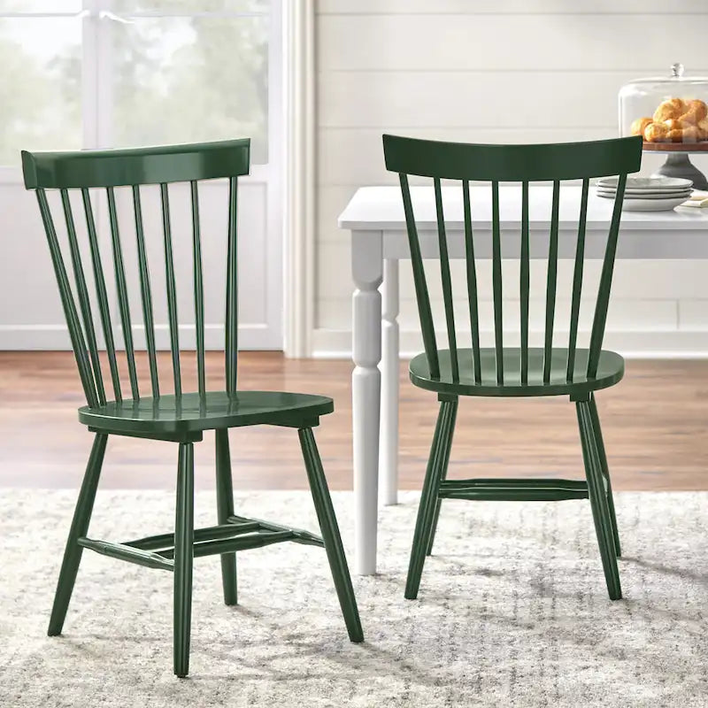 Chaises de salle à manger en bois massif à fuseaux (lot de 2) - Chaise de cuisine de style ferme