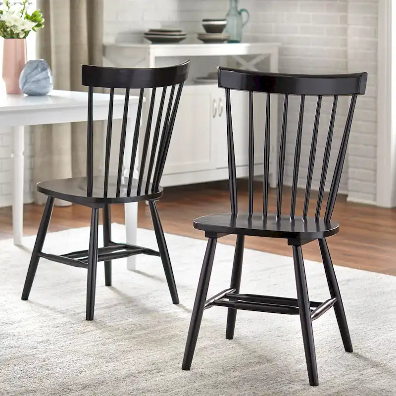 Chaises de salle à manger en bois massif à fuseaux (lot de 2) - Chaise de cuisine de style ferme